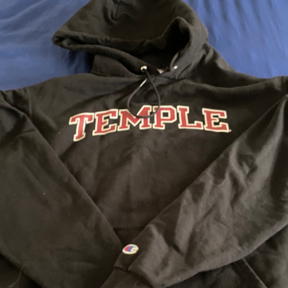 Temple University Hoodie Hooded Sweatshirt Champion Red Black White L Owls NCAA